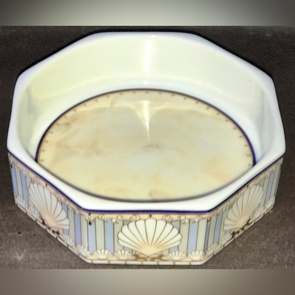 Vintage Andre Richard ST. TROPEZ Gold Trim White Ceramic Octagonal Trinket Dish - Picture 4 of 10